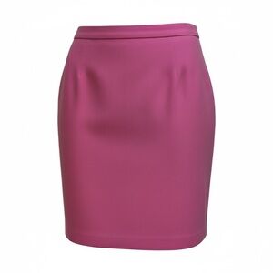 Talbots Women Petite 14P Dark Pink Lined Pencil Skirt Zip SILK Soft Girl Barbie